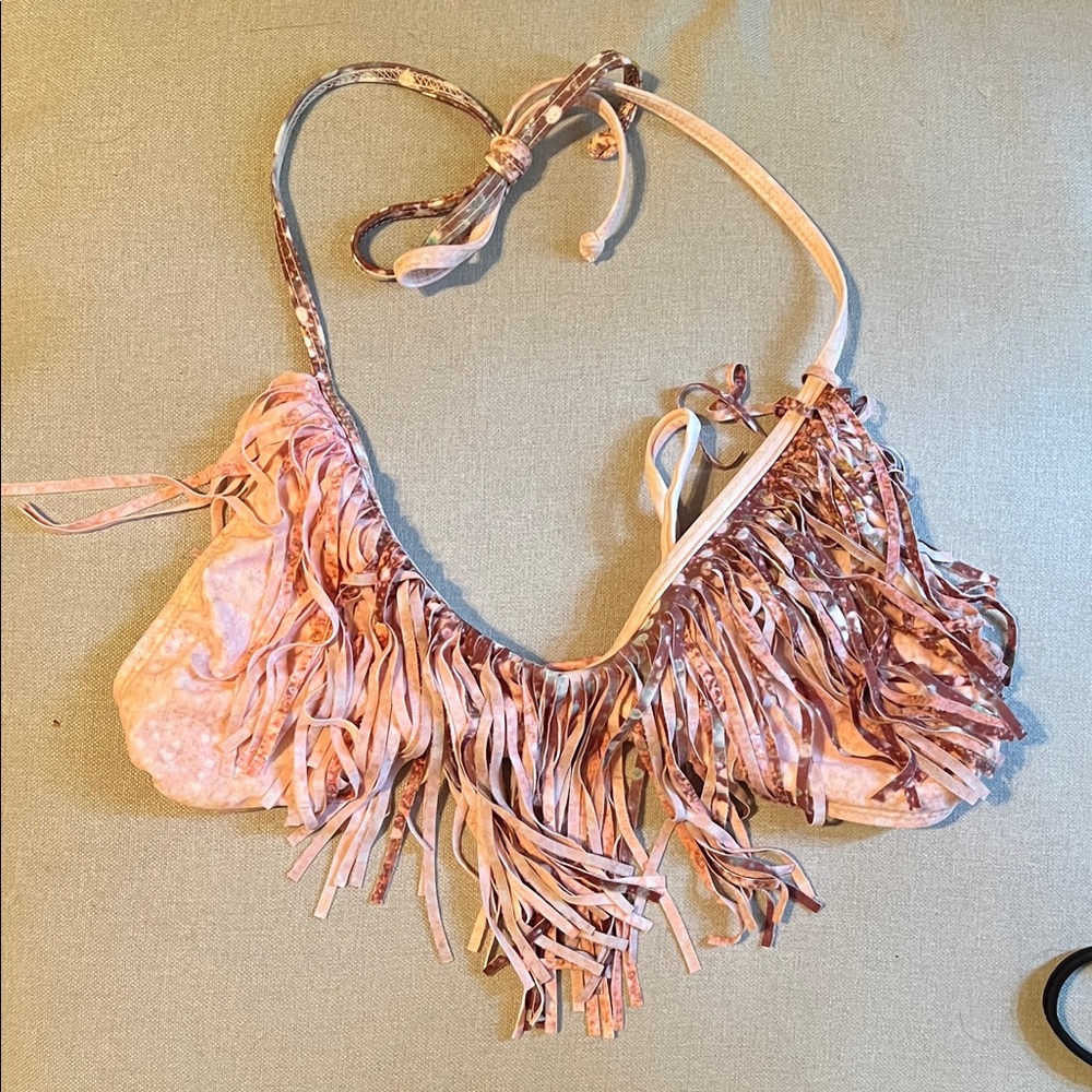 L*Space Fringed Pink Women's Bikini Top